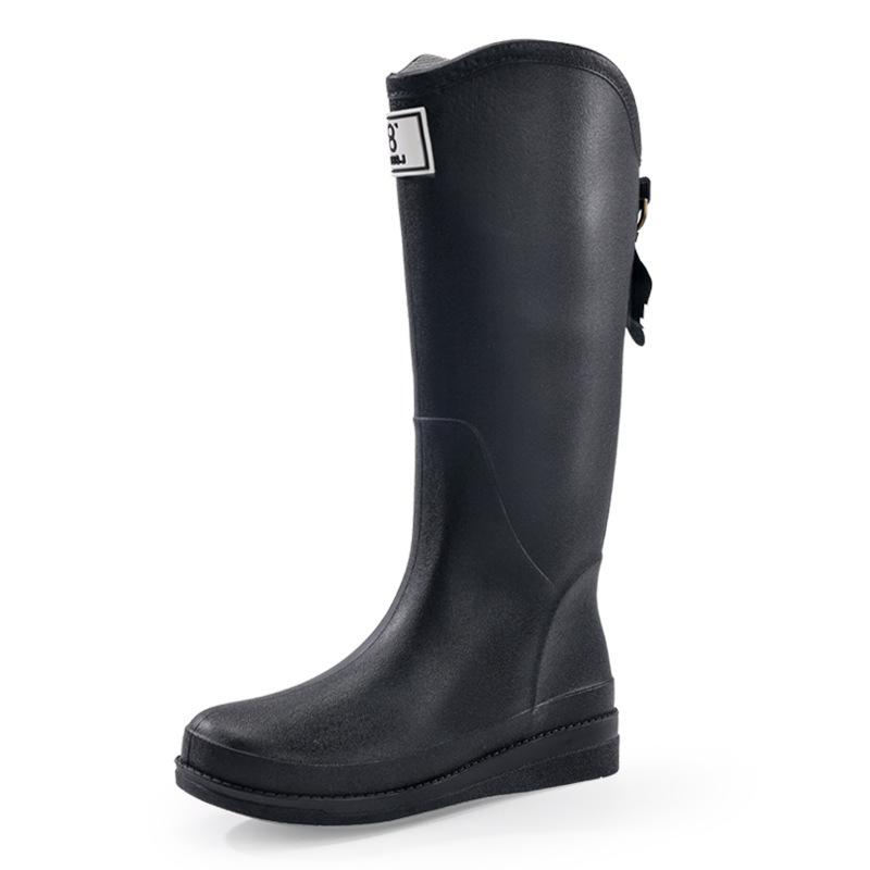 Black High-top Waterproof Shoes Men's Long Tube Dynamic Waterproof Summer Rain Shoes Wear-resistant Outdoor Wading Rain Boots Rubber Shoes