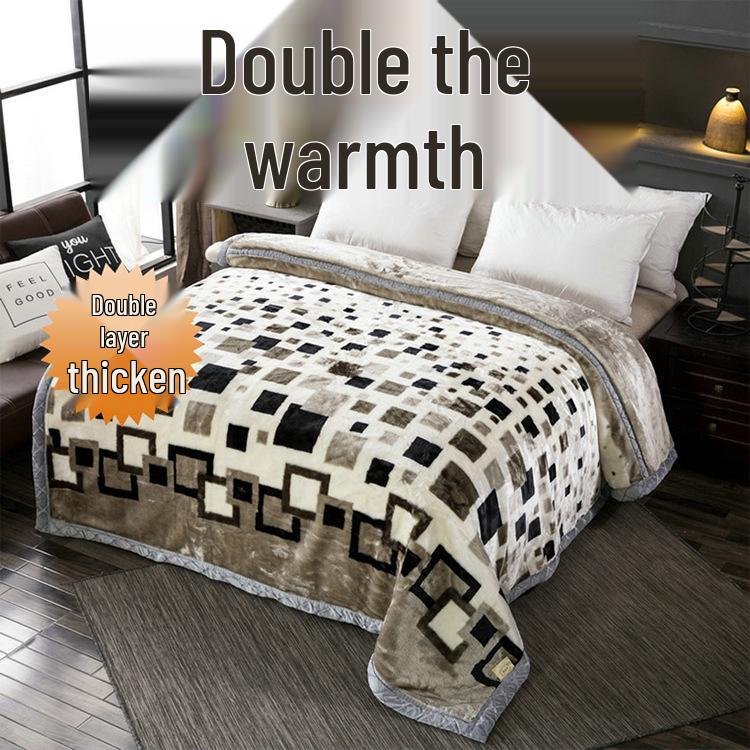 Double-Layer Thickened Raschel Blanket - Winter Warm Quilt & Mattress Cover for Weddings, Air Conditioning, and More.