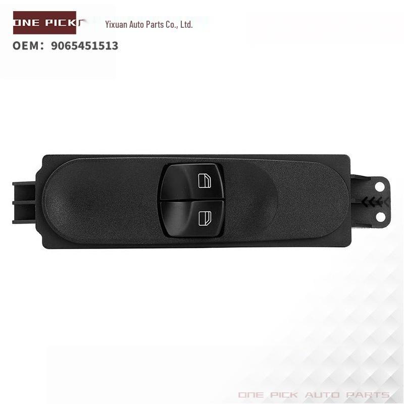The main window regulator switch for Mercedes-Benz Viano and Vito vehicles is compatible with part numbers 9065451513 and 6395450713.