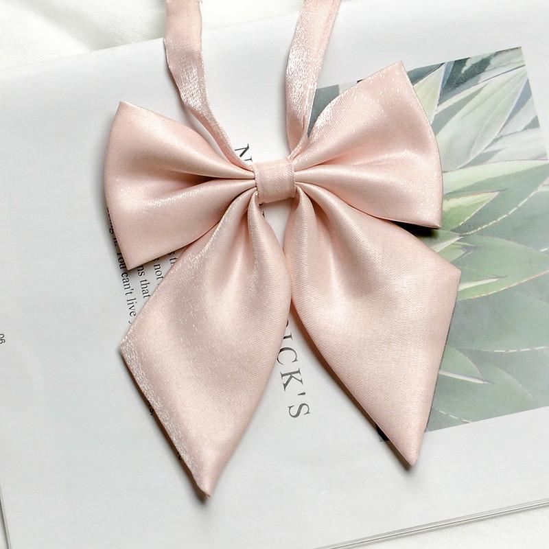 Pink Feather Jk Solid Color Collar Bow Tie For Japanese School Uniforms Women