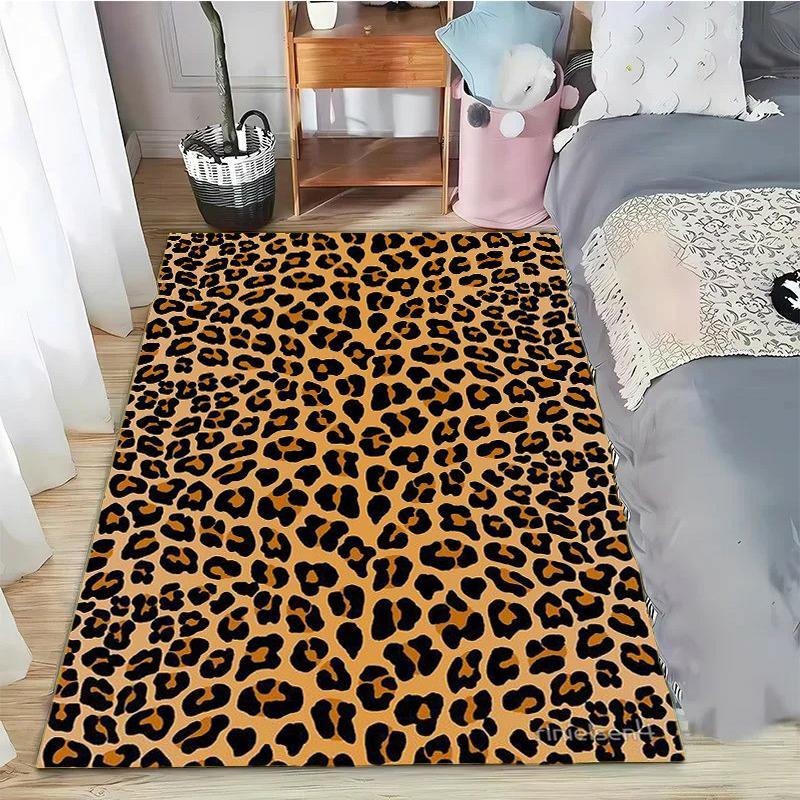 Leopard Print Printed Texture Fur Carpet For Living Room Panther Wild Tiger Lion Area Large Rug Non Slip Bathmat Home Decor Mat
