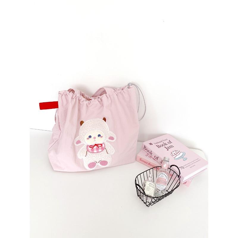 New letter printing bag women's large-capacity nylon shoulder bag casual versatile portable drawstring tote bag