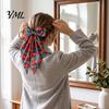 Christmas Tree Hair Ornaments Large Bow for Women Girls, Decorative Clip with Classic Holiday Snowflake Plaid Ties Prints, Elegant Long Tail Barrettes