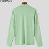 INCERUN Männer Frühling Herbst High Neck Plissee Tops Casual Cut Out Langarm Shirts