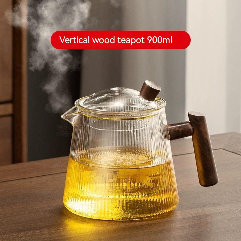 GIANXI Vertical Pattern Teapot Transparent High Borosilicate Glass Teapot Home Restaurant Transparent Brewing Teapot Cold Pot