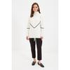 Ecru Stripe Piping Detailed Knitwear Sweater Tctaw22ak0002