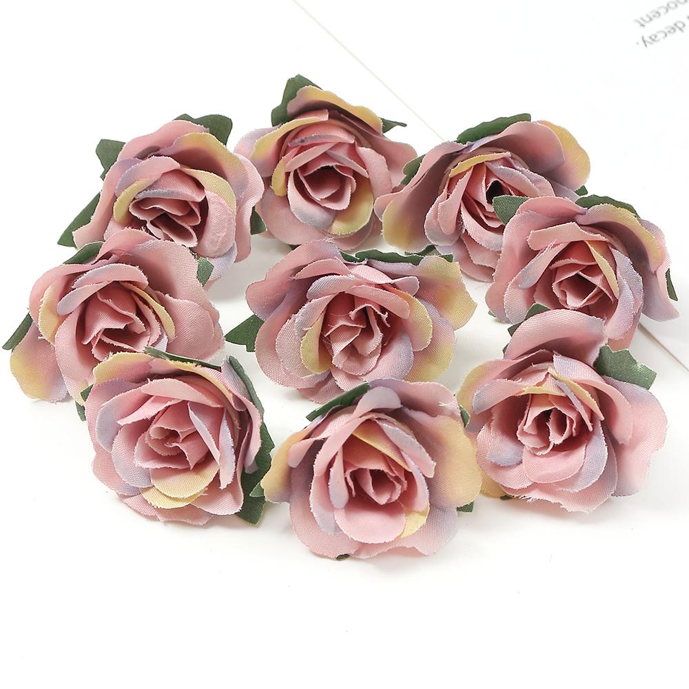 10/20Pcs 3.5cm Mini Rose Artificial Flowers Heads for Home Decor Garden Wedding Decoration Fake Flowers DIY Craft Accessories