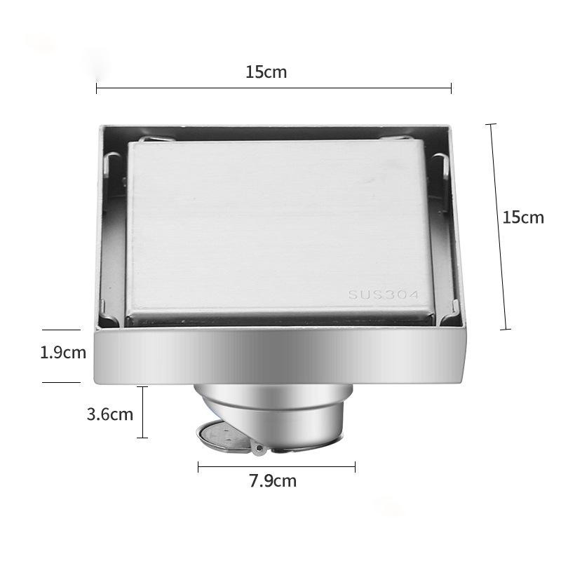 Ralo de Piso Quadrado com Inserção de Azulejo 15cm/10cm Grelhas de Escoamento de Piso Ocultas Ralo de Chuveiro Ralo de Piso de Aço Inoxidável 304