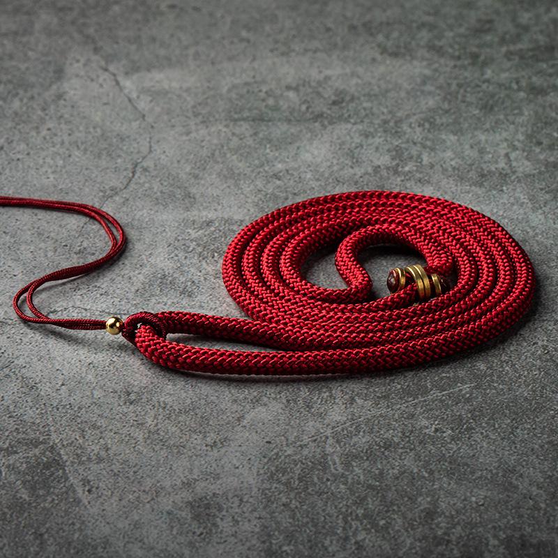 Handmade Adjustable Black and Red Woven Copper Pendant Necklace for Men and Women