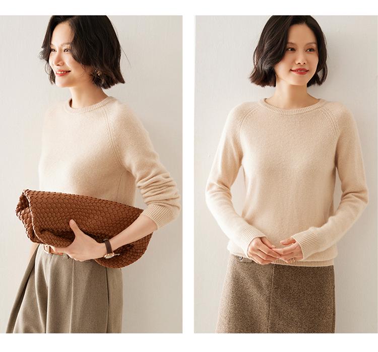Women's Cashmere Sweater - Autumn/Winter Lazy Style, Thick Loose Knit, Round Neck Pullover Base Layer