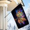 2D Flat, 1pc 2D Flat Decorative Flag, Colorful Peacock Feather Abstract Art Pattern Flag, Oil Painting Texture Tree of Life Hanging Flag, Home Living
