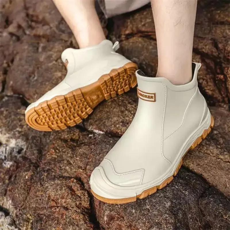 Fashion 2024 New Fashion Men's Short-tube Rain Boots Outdoor Non-slip Camping Rubber Shoes Waterproof Motorcycle Thick-soled Rain Boots