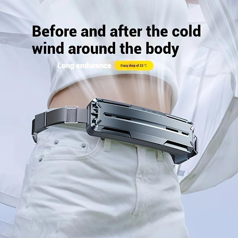 USB Rechargeable Cooling Fan Portable Ice Compress Waist Belt Fan Dual-Use Outdoor Sports Mini Ice Belt Fan Summer Cooler