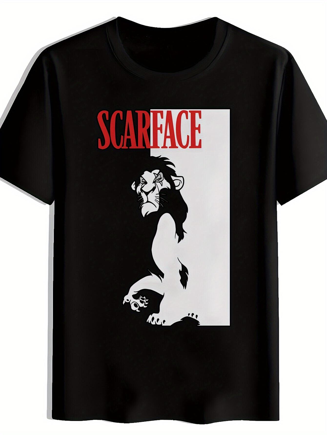 Scarface Graphic T-shirt - Black Casual Crew Neck Tee with Bold Red  Scarface  Design M