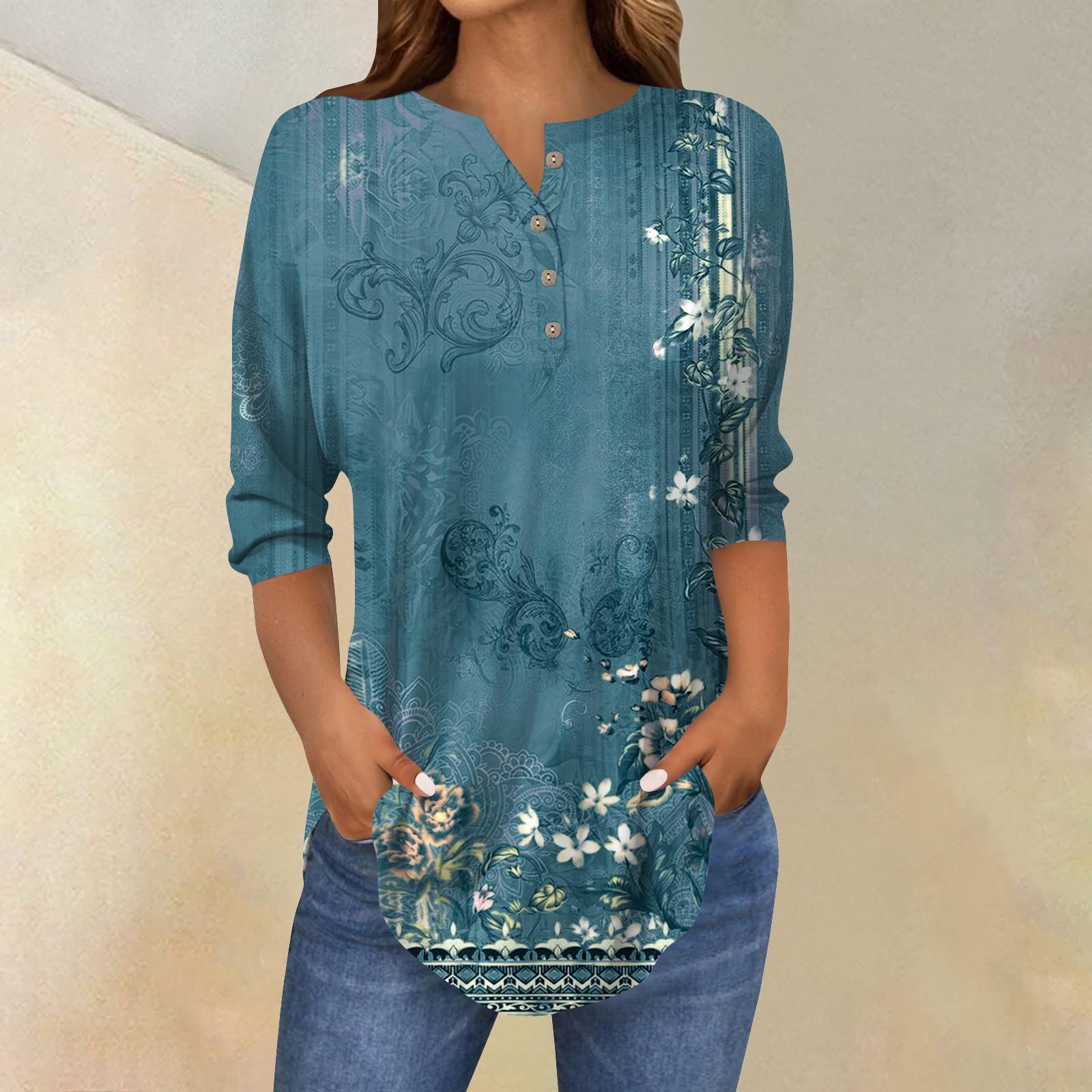 

Женские повседневные рубашки с рукавом 3/4, модные туники с принтом Святого Патрика и карманами XXXL