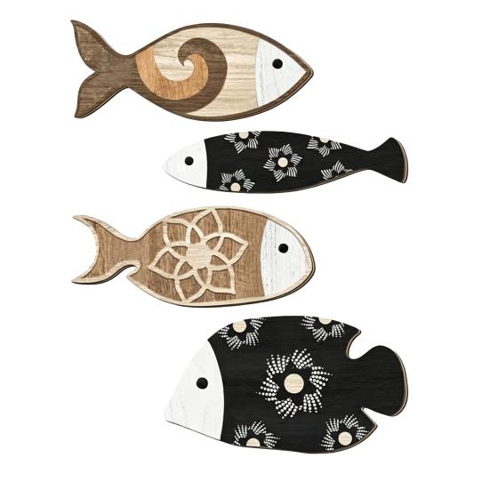 

4 Pcs Rustic Fish Wall Art Wooden Fish Wall Hanging Decor Nautical Beach Wall Sculpture for Coastal Ocean Bathroom Home Decor 4pcs