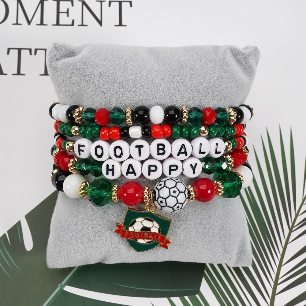 

5pcs/set Shoe Soccer Fan Stackable Bracelet Green Football Gift Sports Enthusiast Style B