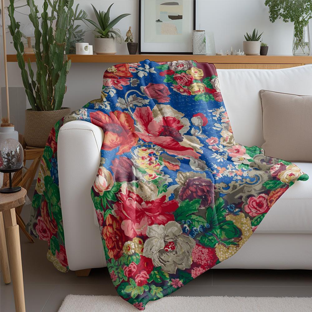 Velvet Throw Blanket Floral Pattern Luxury Soft Warm Sofa Bed Decorative Cushion Cover Home Textile Gift