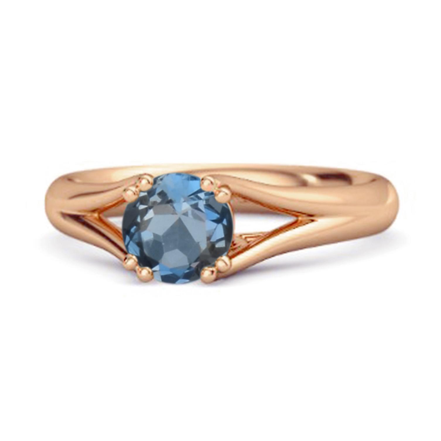 London Blue Topaz Elegant Bypass Solitaire Ring - 925 Sterling Silver Rose Gold Vermeil 8 ярко-розовый