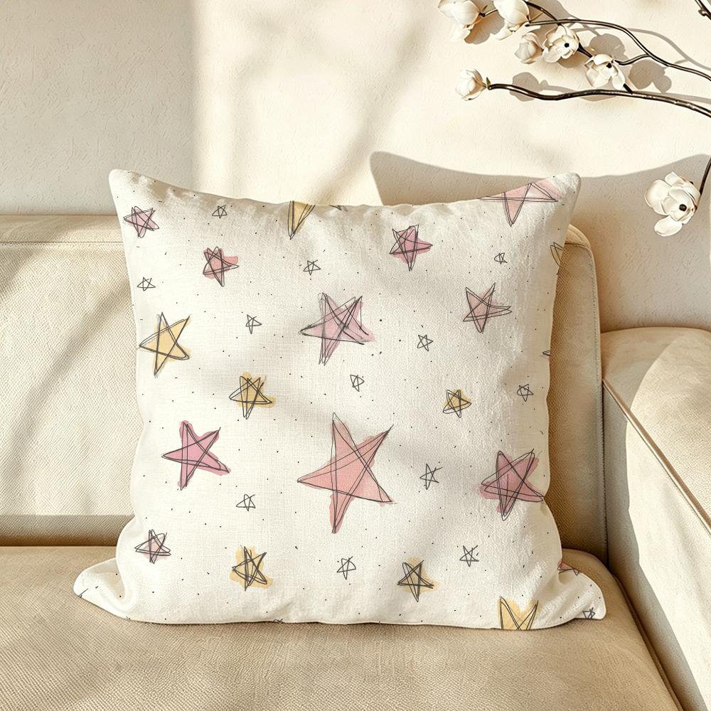 Art MMacaron CColor SStar Cushion Cover Pillow Case Antidustmite Pillowcase Silky Short Plush Sofa Cushion Cover Hot