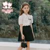 Girls' Academy Style Bow Shirt & Pleated Skirt Set