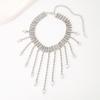 Geometric Full Rhinestone Necklaces Korean Style Wedding Bride Jewelry Tassel Necklaces  Wedding