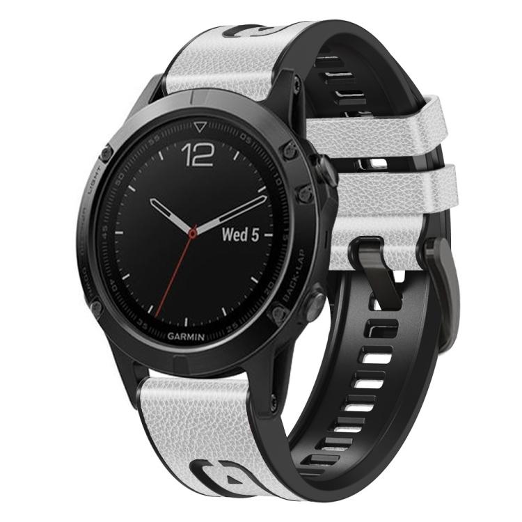 

Для Garmin Fenix 7X Силиконовый + Кожаный ремешок для часов с быстрой заменой белый