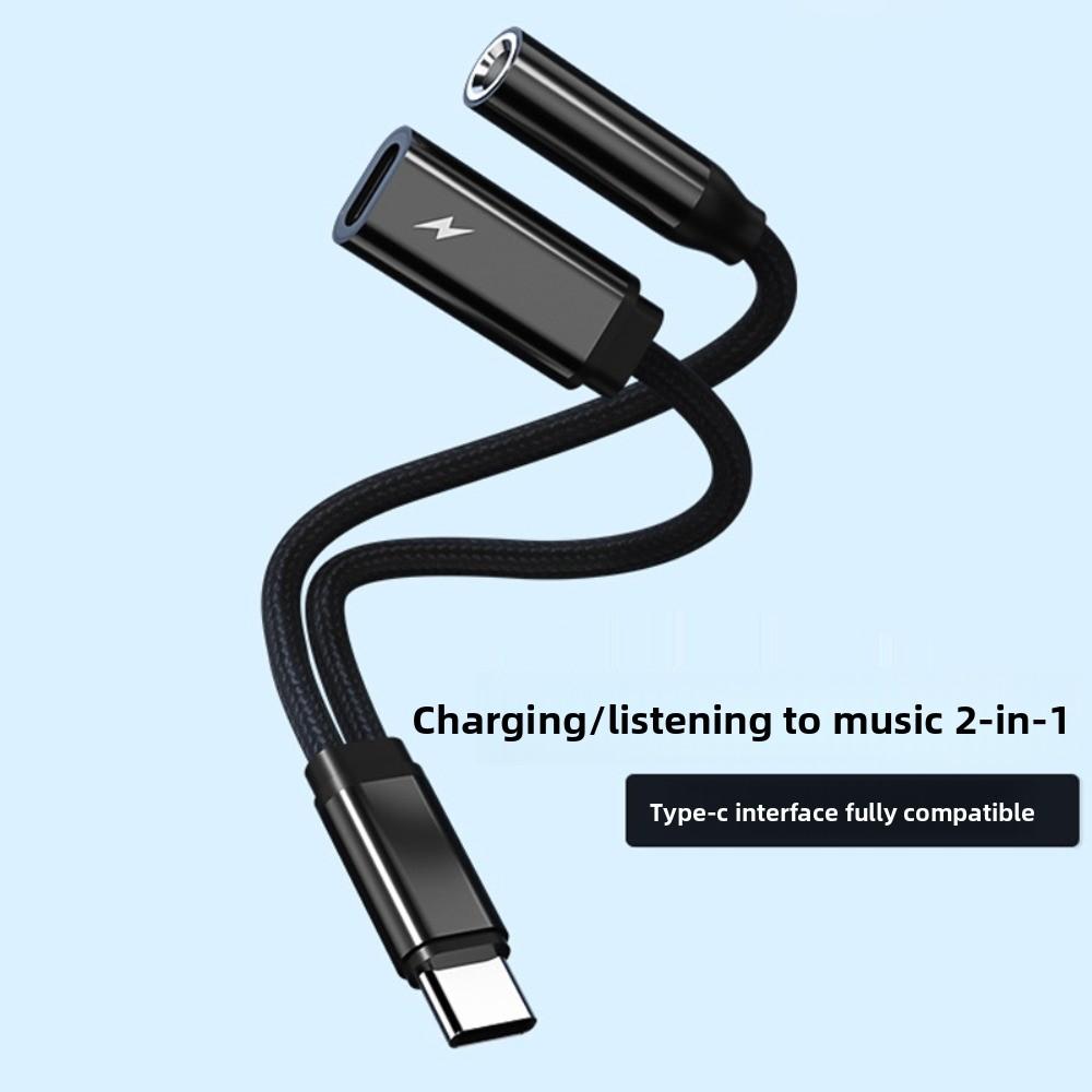 Universal 2 In 1 USB C Splitter Multi-Function Type-C To AUX Adapter Headphone Use