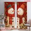 2pcs,2D Plane Printing Curtain Fabric Christmas Snowman1 Versatile Polyester (without Rod) Home Decor Use for Bedroom, Living
