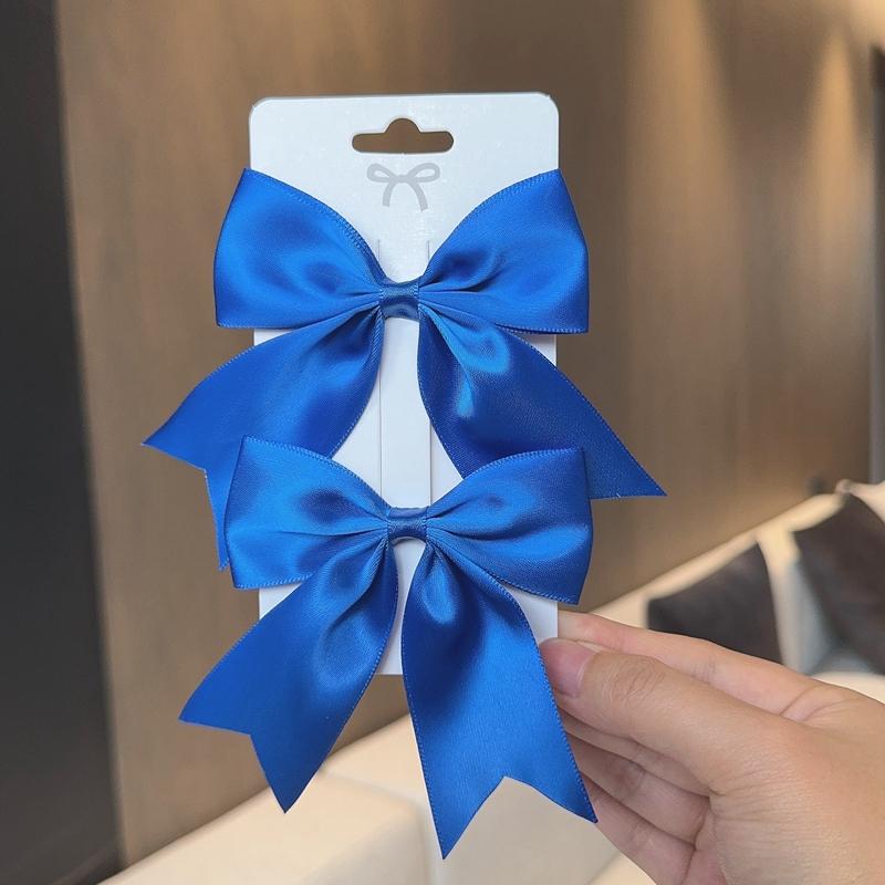 2PCS/LOT Solid Color Ribbon Grosgrain Bows Hair Clip for Kids Girls Hairpins Barrettes Handmade Baby Headwear Hair Accessories