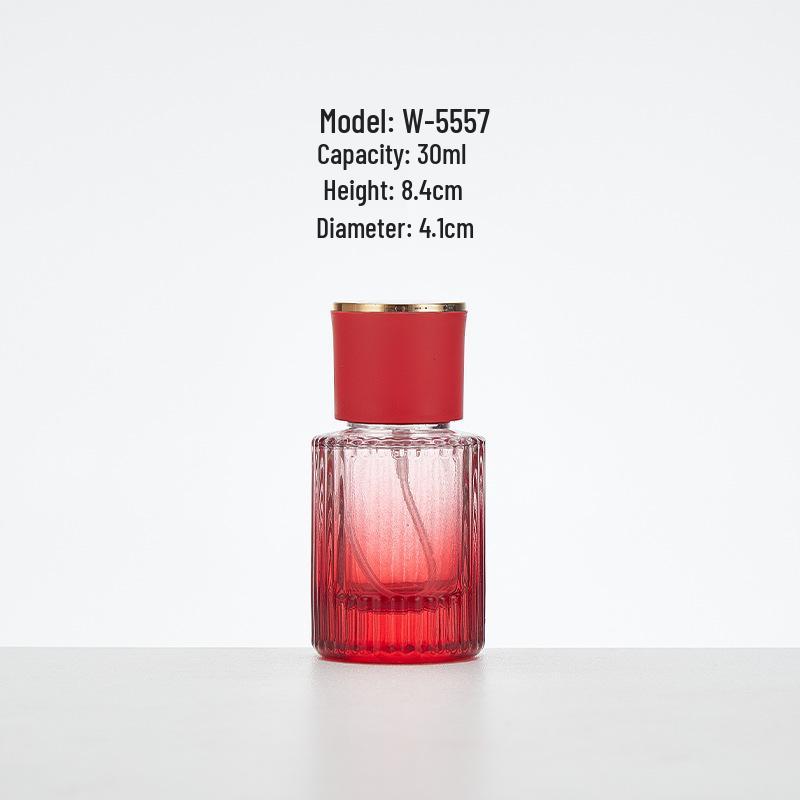 Vertical Gradient Stripe Glass Perfume Bottle - Aesthetic Spray Decanter for Essential Oils and Cosmetics