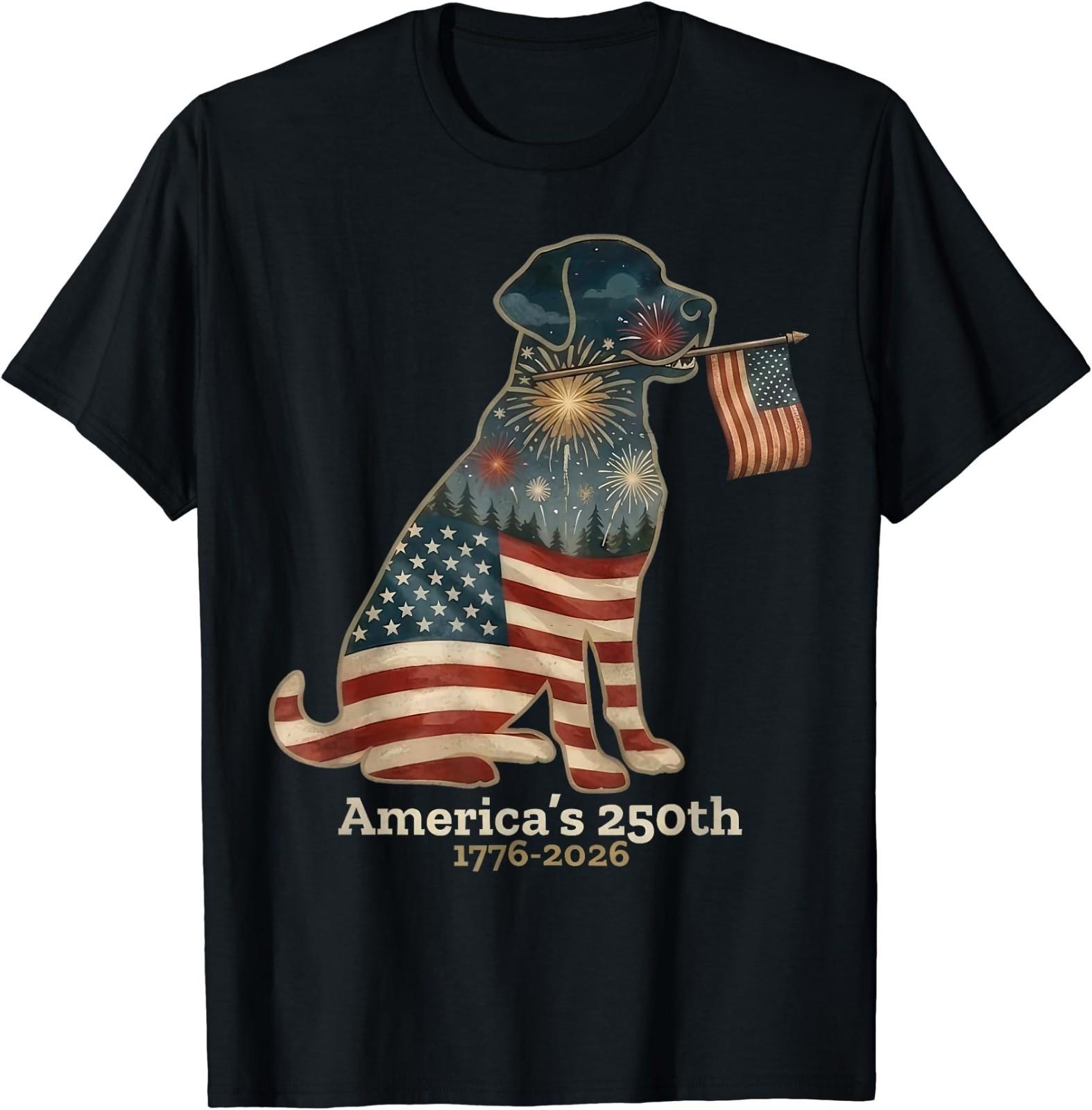 Labrador Retriever America s 250th Patriotic Dog Fireworks T-Shirt S разноцветный