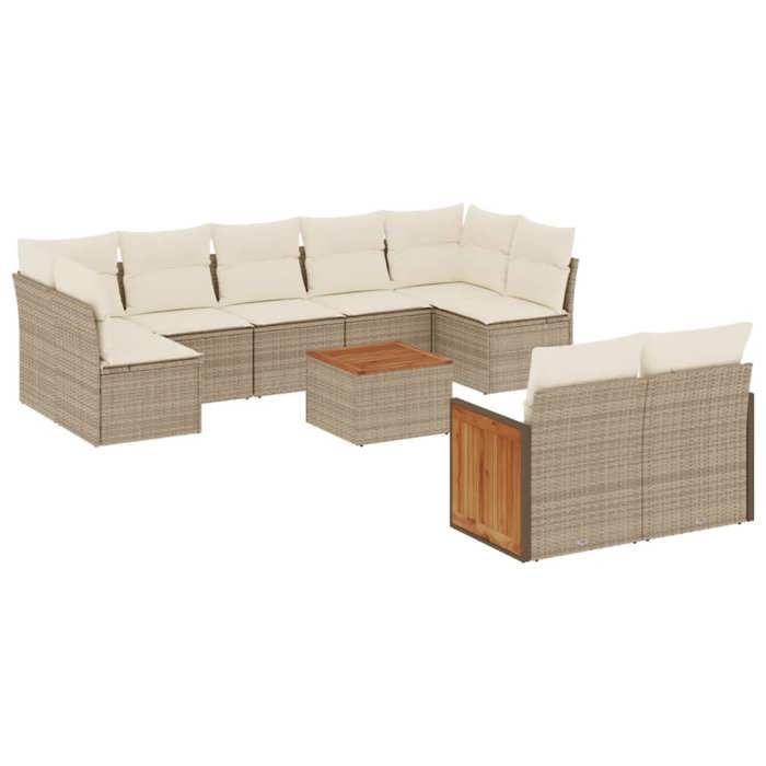 VidaXL Salon de Jardin avec Coussins 10 pcs, Canapés de Patio, Ensemble de Meubles, Mobilier de Terrasse Extérieur, Beige 3260378