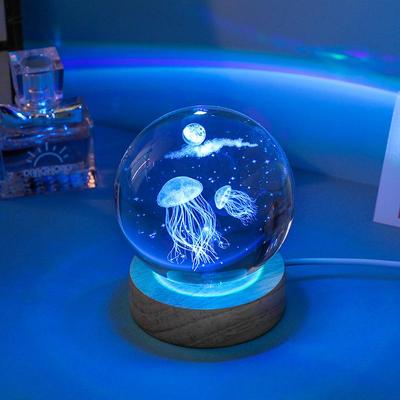 Luminous 3D Crystal Ball Night Light - Engraved Glass Room Ornament, Perfect Birthday Gift for Girls