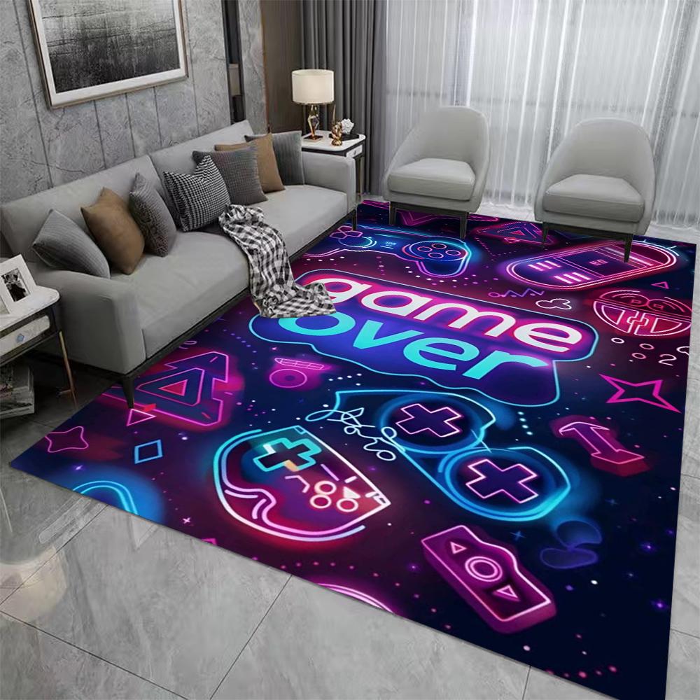 Cartoon Gamer Game Gamepad Area Carpet Rug for Living Room Kids Bedroom Sofa Kitchen Halloween Decor Child Non-slip Floor Mats