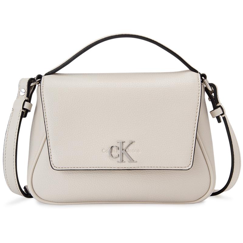 

Calvin Klein Fashion Minimalist Metal Logo Detachable Shoulder Strap Flap Synthetic Leather Handheld Shoulder Crossbody Bag Women bags DH3272-137 White,OS