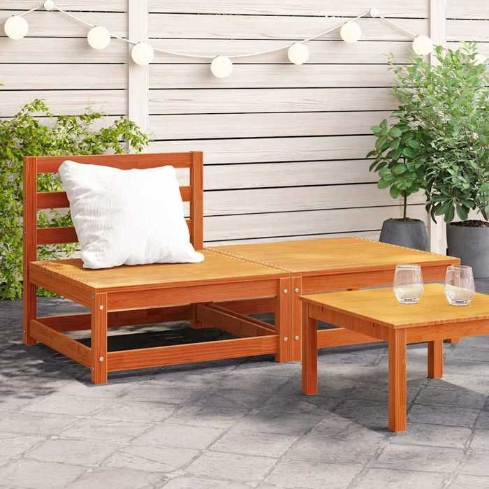 VidaXL Canapé de Jardin sans Accoudoirs avec Repose-pieds, Siège avec Dossier, Meuble de Terrasse Patio Extérieur, Bois Pin 837960