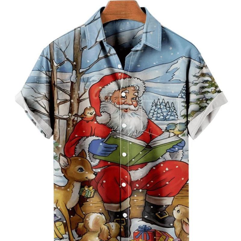 

Новые рождественские элементы 3D цифровая печать большой размер мужская рубашка повседневная рубашка S