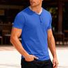 Men Henley Neck Short Sleeve Slim Fit Solid Color Casual Multiple Color Options T Shirt