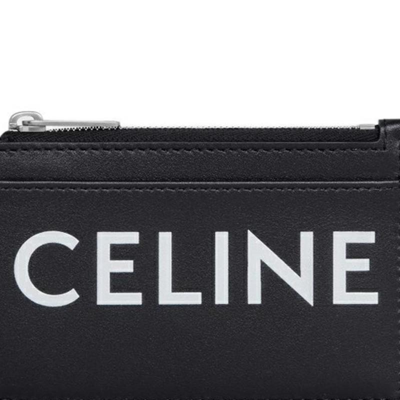 Celine Brand Printed Zipper Leather Wallet Card Holder Unisex Wallets Black 10F993DMF-38SI