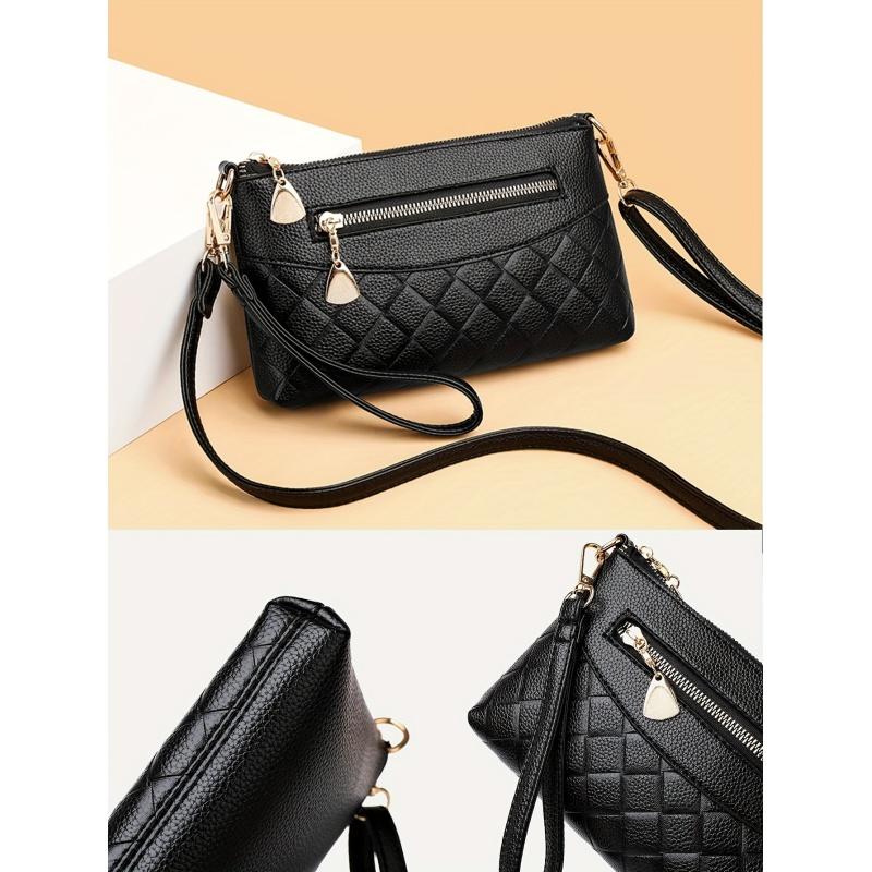 Flower Printed Crossbody Bag, Women's Multi Zipper Clutch Wallet, Fashion Shoulder Purses For Daily Use