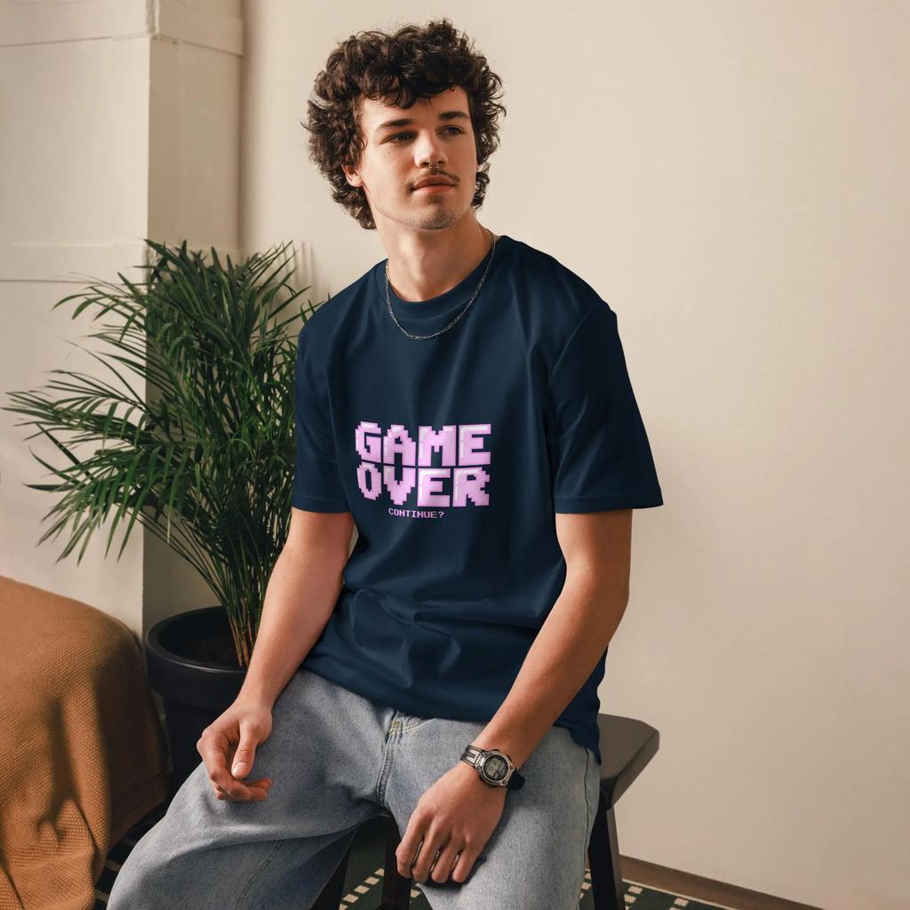 New Unisexs Tshirts Gaming TShirt Cotton Pixel Art Game Over Tee Highquality Fashionable Trendy Casual and Comfortable