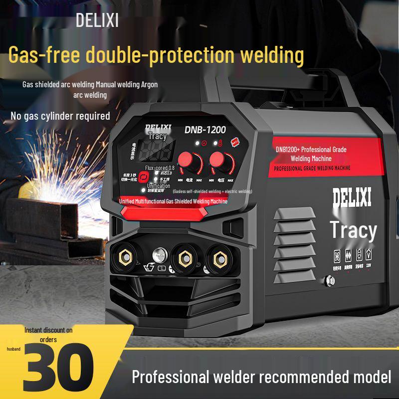 Delixi 220V Gasless MIG Welder 1200: Three-in-One Household Industrial Electric Welding Kit
