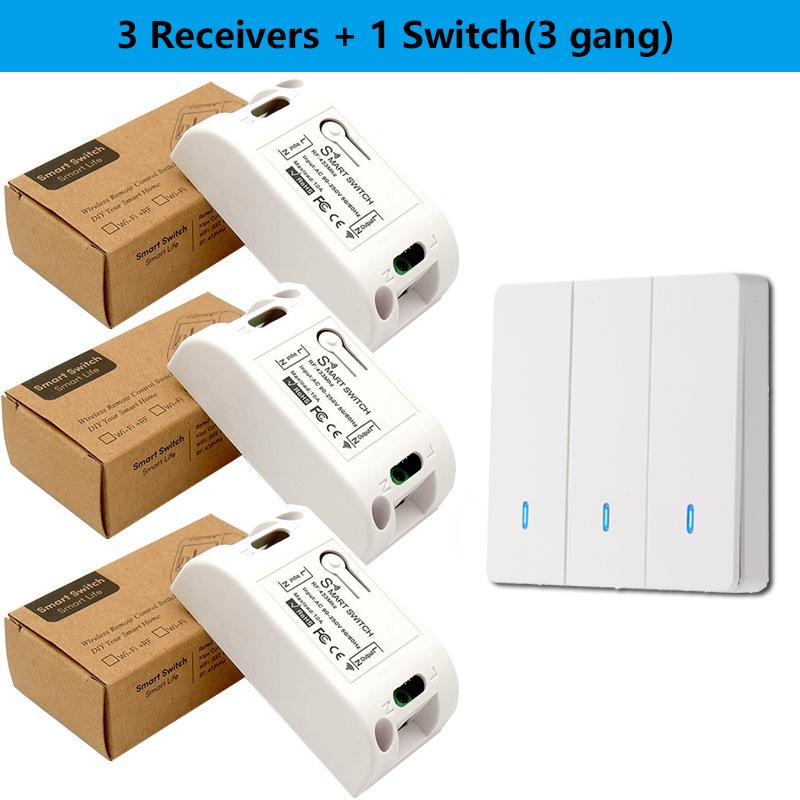 220V Wireless Single-Channel Remote Light Switch, Smart On-Off Panel, 433MHz, No Wiring Needed