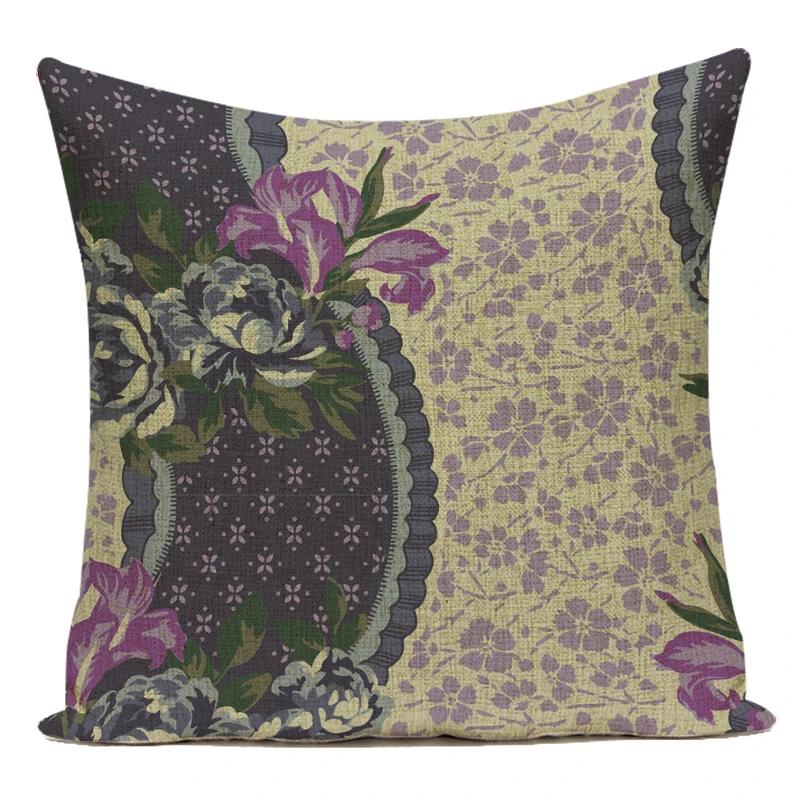 Vintage Style Flower Floral Polyester Decorative Pillow Cover Sofa Cushion Cover for Living Room Capa De Almofadas Pillowcase
