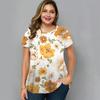 Summer O-Neck Womens T-Shirt Oversized Clothes Harajuku Casual Loose Top Floral Print Funny T-Shirt for Ladies Pullover Street