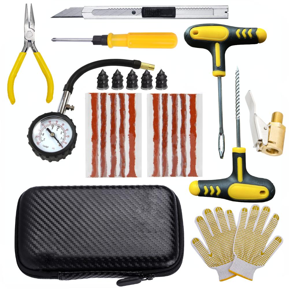 Auto-Motorrad-Reifenreparaturset, Reifenpannenstopfen-Werkzeug, Reifenpannen-Notfall für Reifenstreifen, Rührkleber-Reparatur-Tool-Set