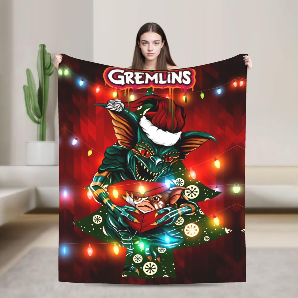 Christmas Horror Movie   Warm Blankets G-Gremlins Gizmo Camping Plush Bedding Throws Home Decor Flannel Bedspread Sofa Bed Cover