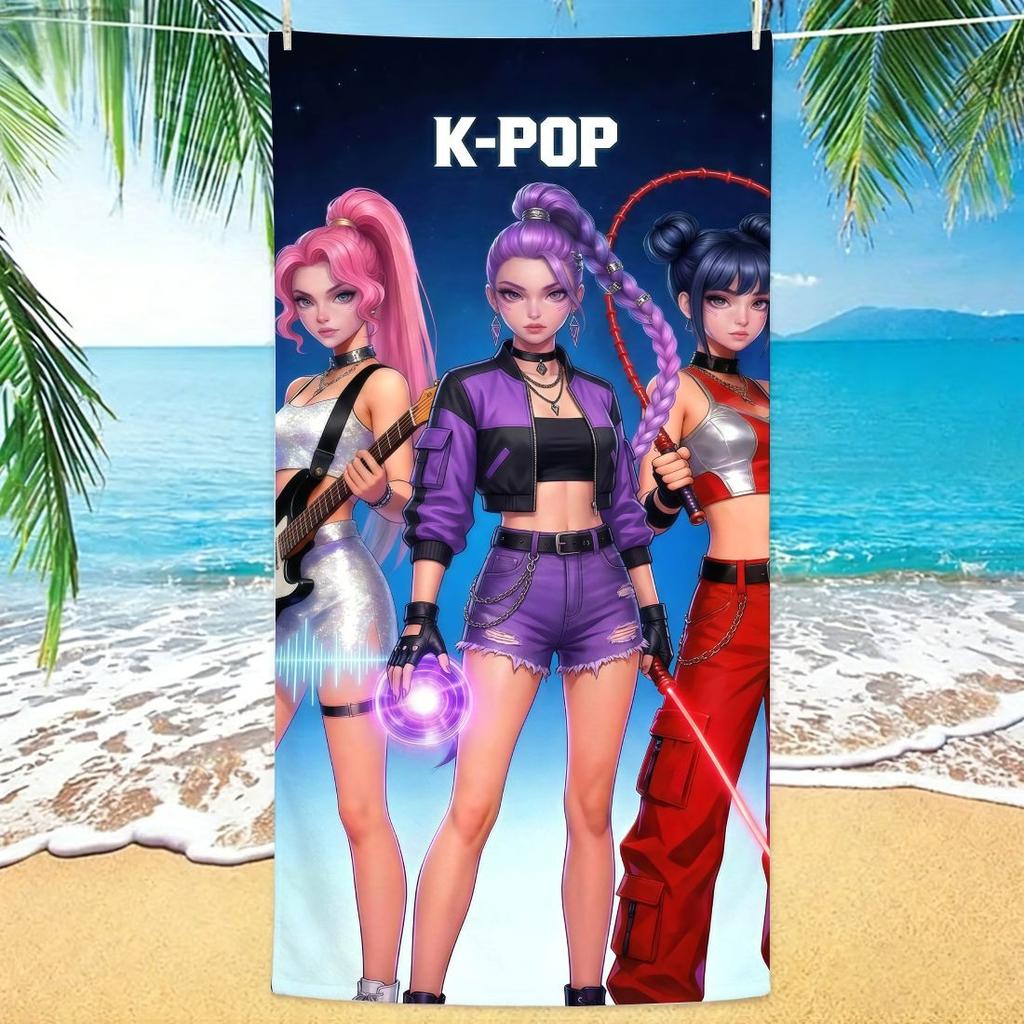 1Pc Idol Girl Group Beach Towel Soft Microfiber Quick Dry Gym Sports Towel Cute Kids Bath Towel Trendy Daily Beach Accessories