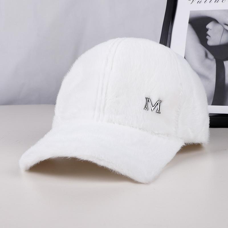 Baseball Hat for Women In Autumn and Winter New Women Fashion Rabbit Plush Trendy Versatile Warm Baseball Hat for Winter